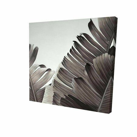 FONDO 16 x 16 in. Greyscale Tropical Leaves-Print on Canvas FO2791995